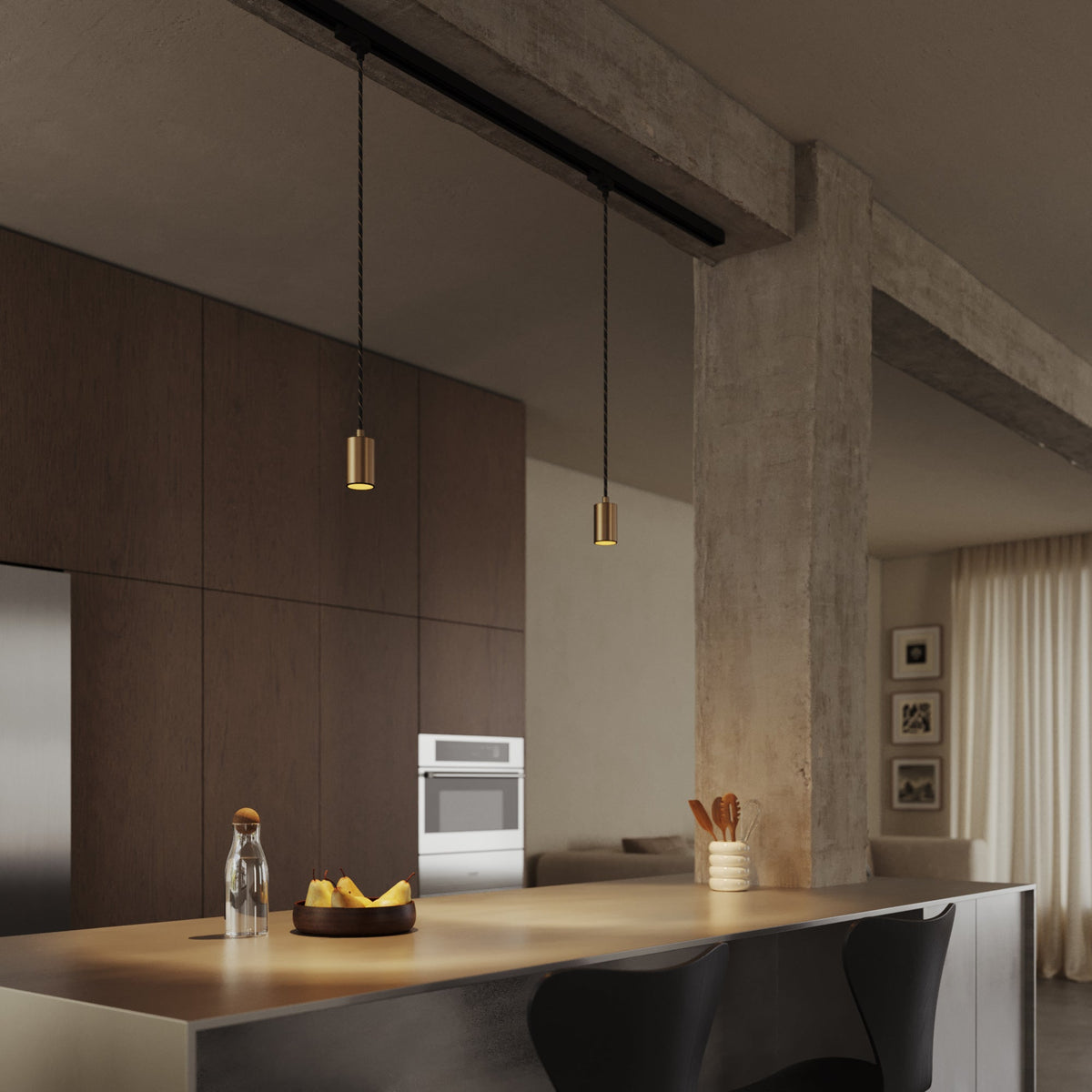 Lampada a sospensione con faretto GU10 Bispot per sistema a binario - Bronzo satinato / Nero Si Eutrac