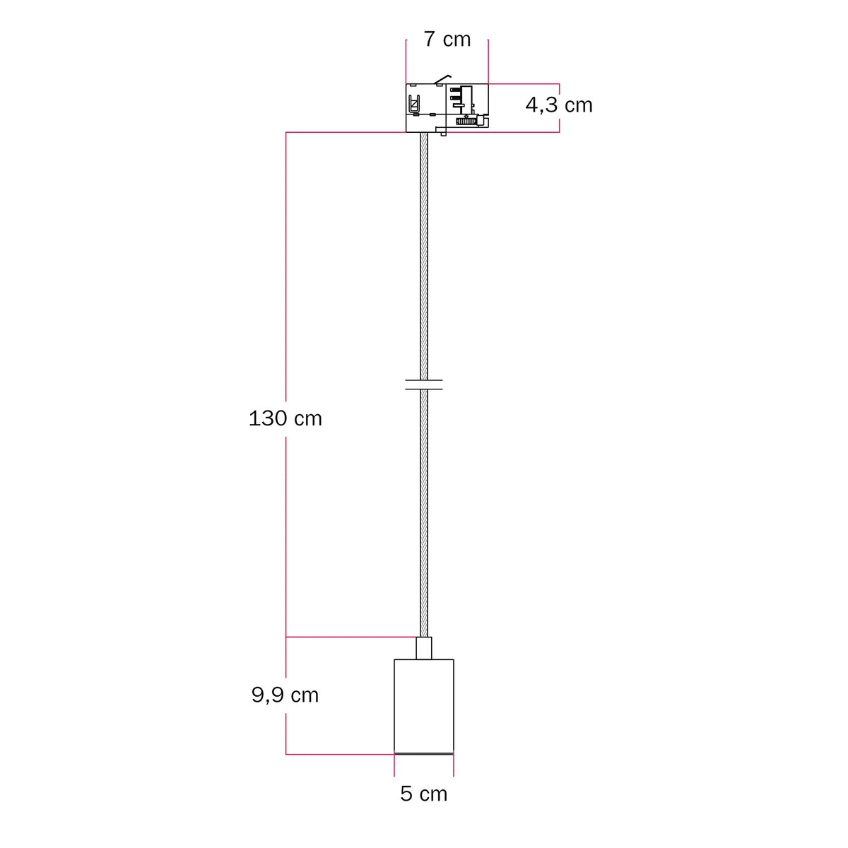 Lampada a sospensione con faretto GU10 Bispot per sistema a binario - Titanio satinato Si Stucchi