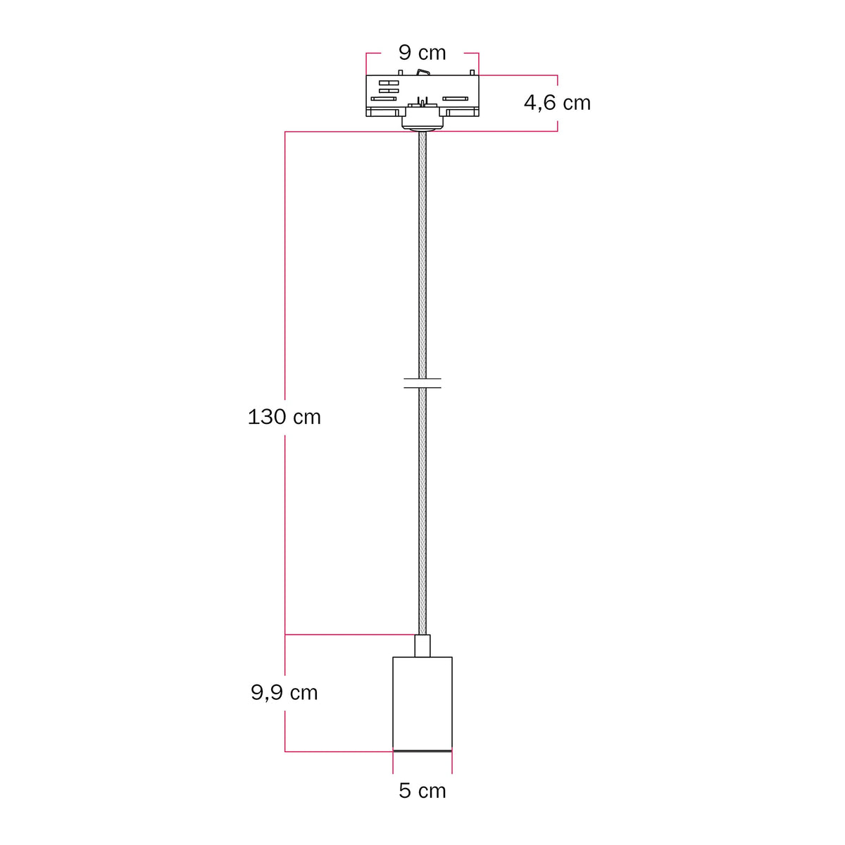 Lampada a sospensione con faretto GU10 Bispot per sistema a binario - Titanio satinato Si Eutrac