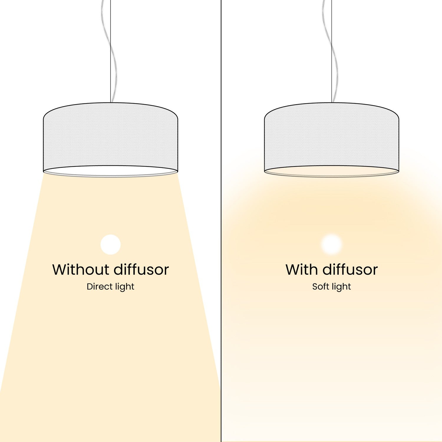 Lampada a sospensione con paralume in tessuto Cilindro Medium - Made in Italy - Lana Beige No