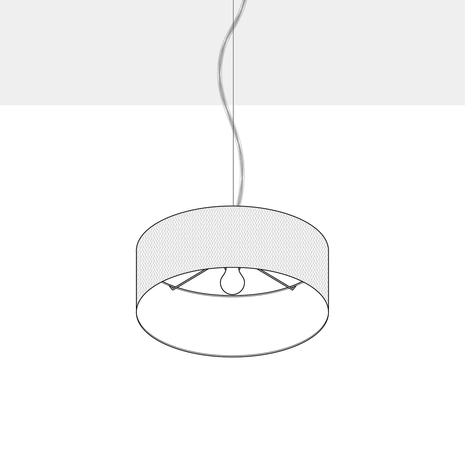 Lampada a sospensione con paralume in tessuto Cilindro Small - Made in Italy - Teletta Verde Dubbio No