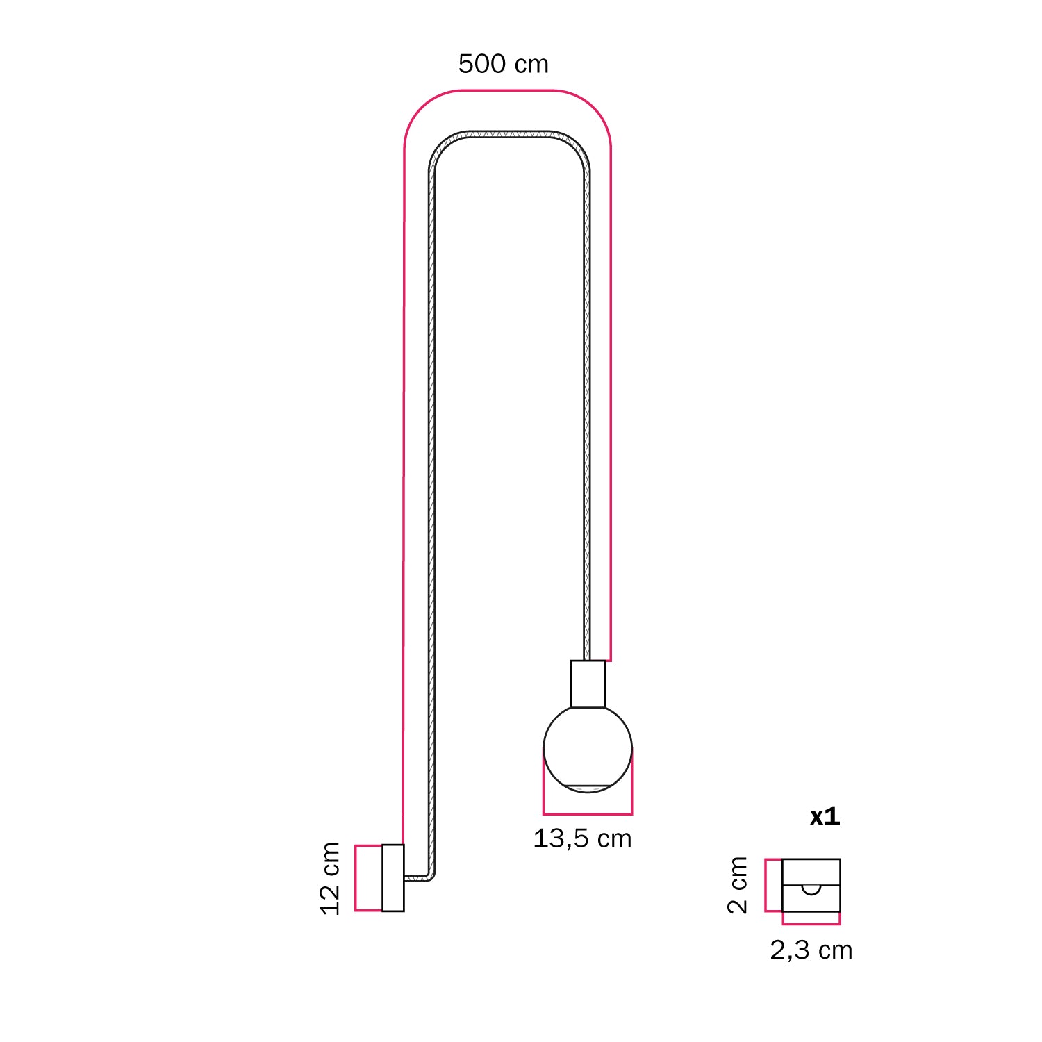 Lampada a sospensione da esterno Modulair IP65 con paralume infrangibile Unbreak-a-Ball - Nero