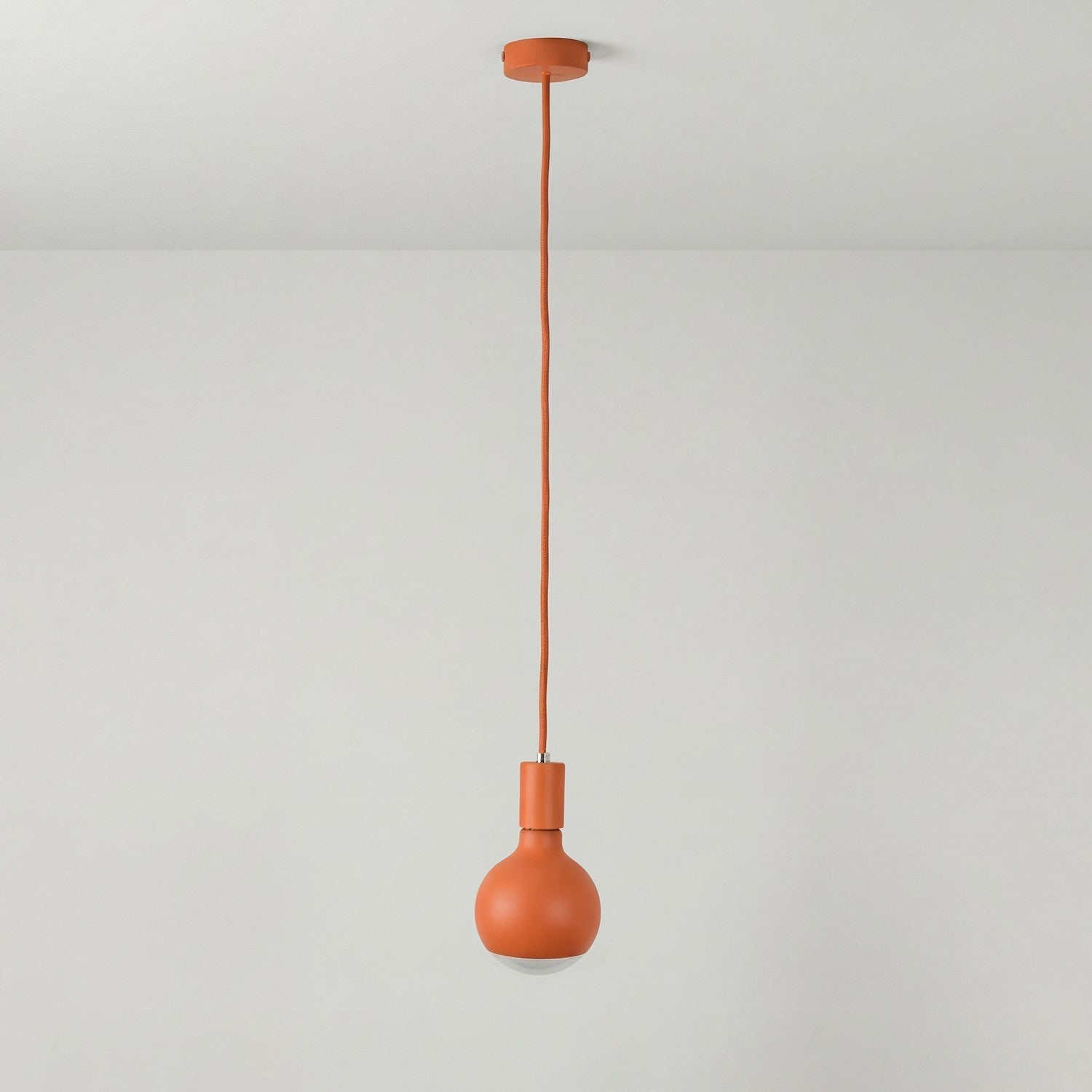 Lampada a sospensione Filotto Metallico con lampadina Lucia - Arancione