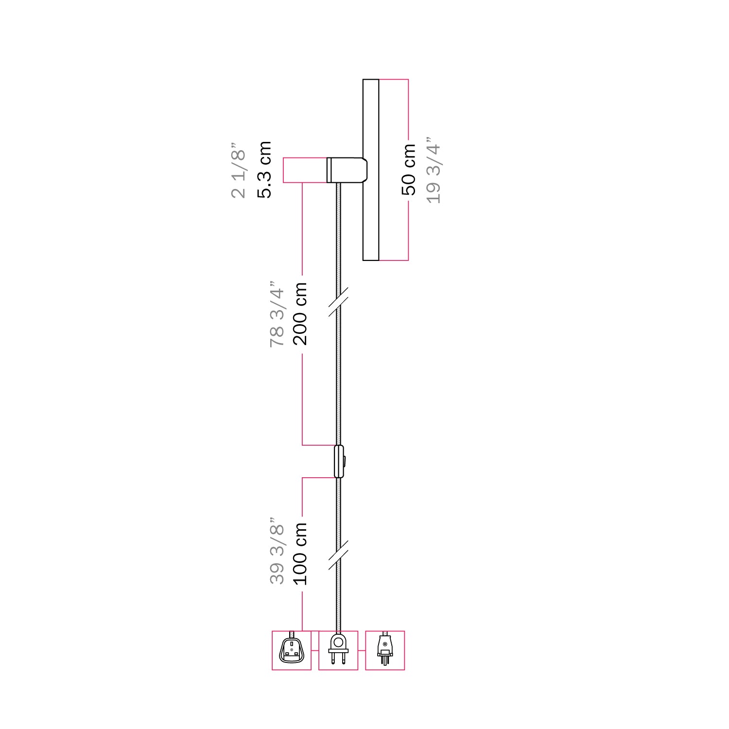 Lampada con spina con finitura metallica e lampadina LED lineare S14d - Rame satinato