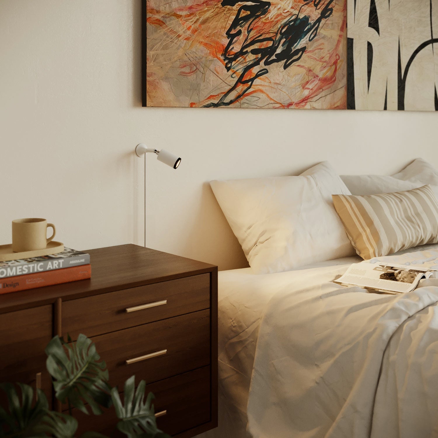 Lampada da parete MAG-Y con snodo e luce spot - Bianco opaco