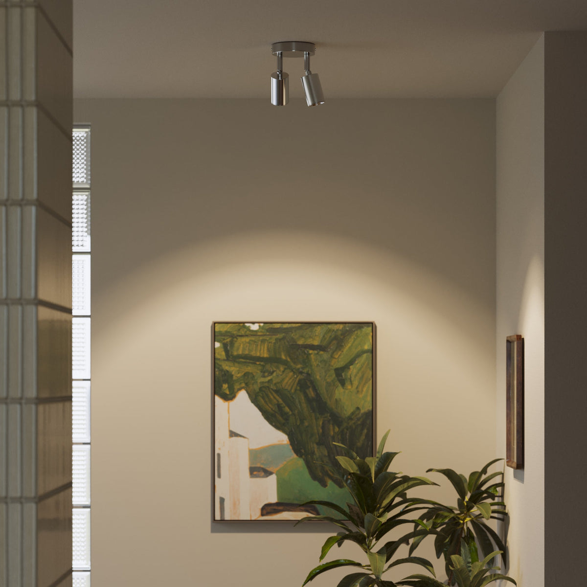 Lampada da parete o soffitto con 2 faretti GU10 Bispot orientabili - Cromo satinato - Creative Cables