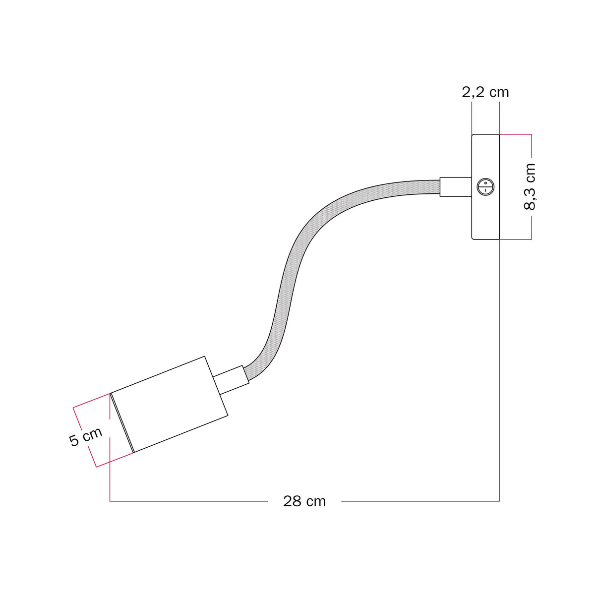 Lampada da parete o soffitto con faretto GU10 Bispot e braccio orientabile Flex 30 cm - Nero Si No