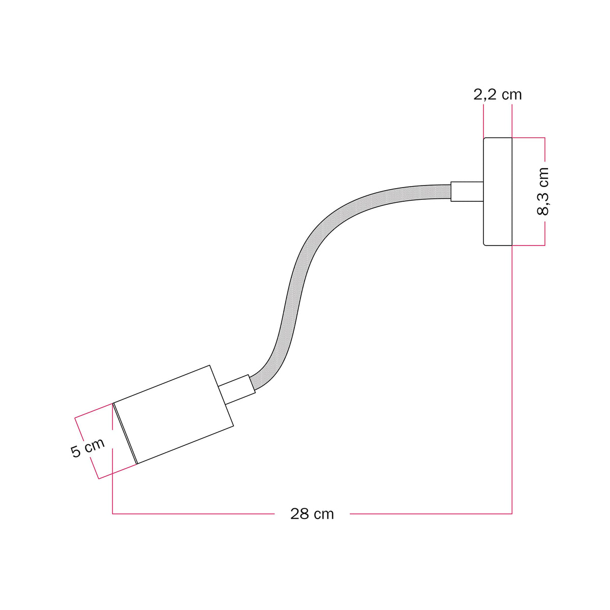 Lampada da parete o soffitto con faretto GU10 Bispot e braccio orientabile Flex 30 cm - Rame satinato - Creative Cables