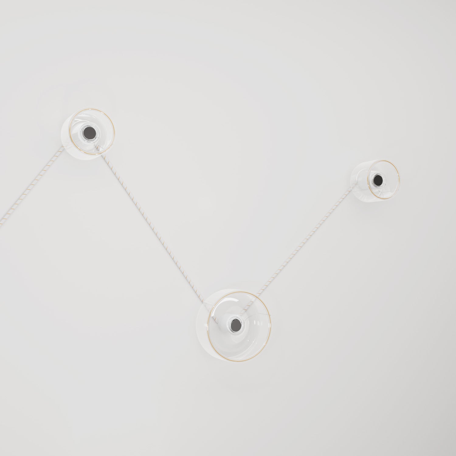 Lampada da parete Spostaluce con 3 lampadine Ghost e cavo bianco e oro