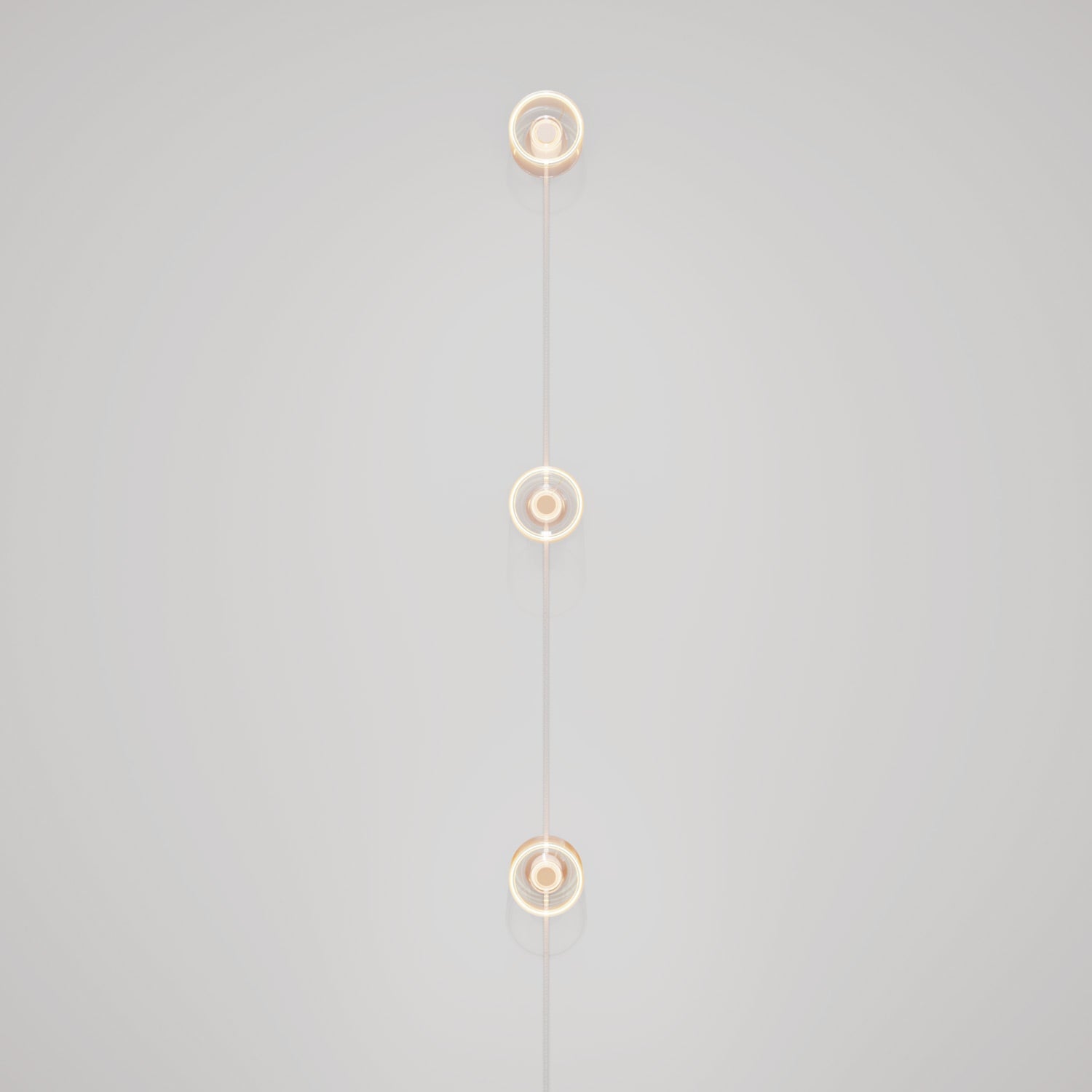 Lampada da parete Spostaluce con spina, 3 lampadine Ghost e cavo grigio melange