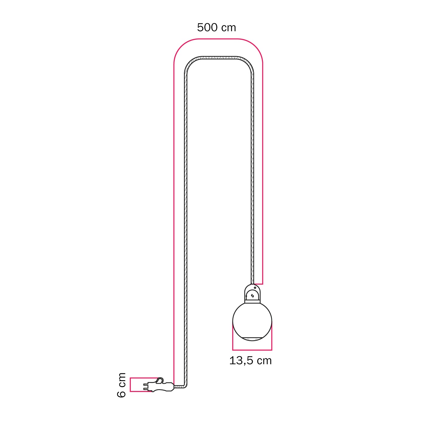 Lampada plug-in da esterno Modulair IP65 con paralume infrangibile Unbreak-a-Ball e cavo SM04