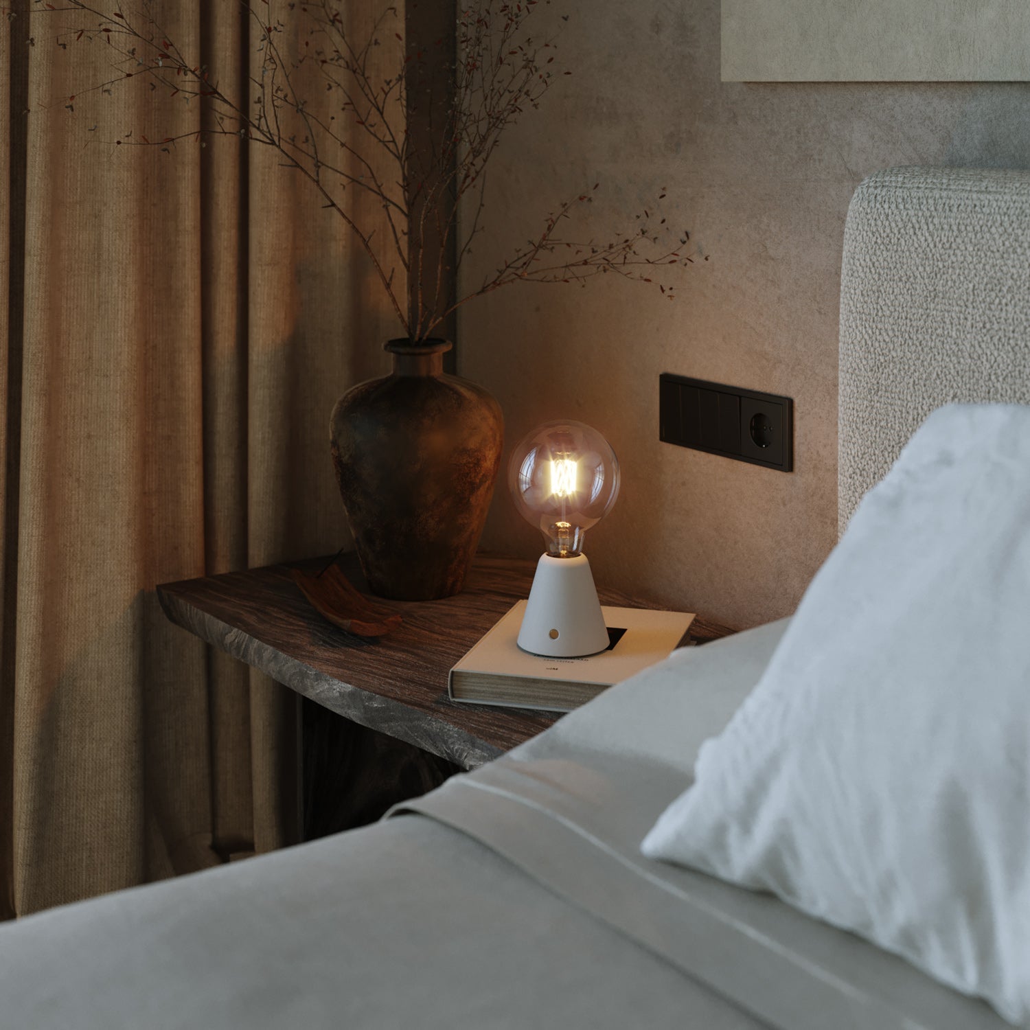 Lampada portatile ricaricabile Cabless01 con lampadina globo G125 - Bianco