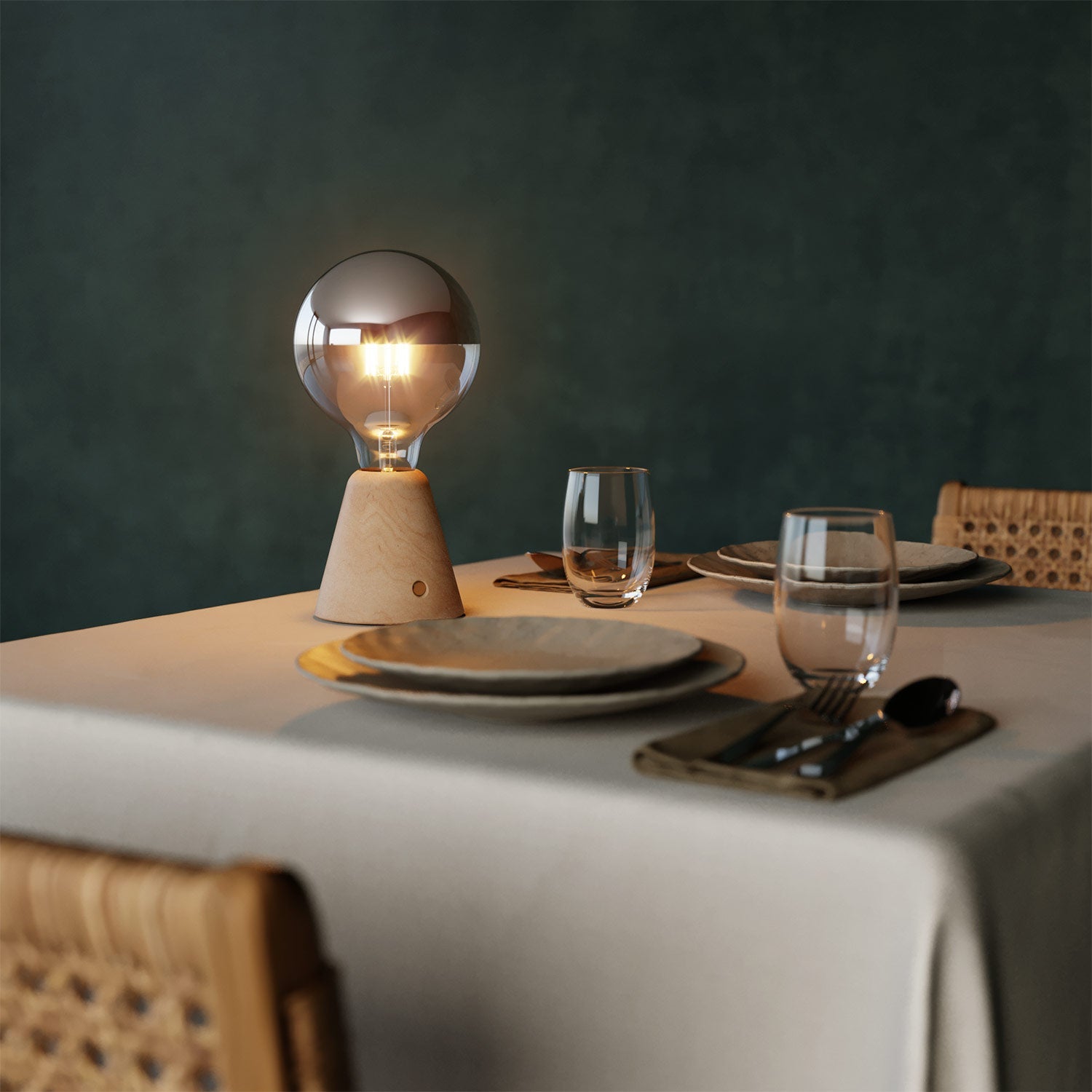 Lampada portatile ricaricabile Cabless01 con lampadina globo mezza sfera argento - Neutro