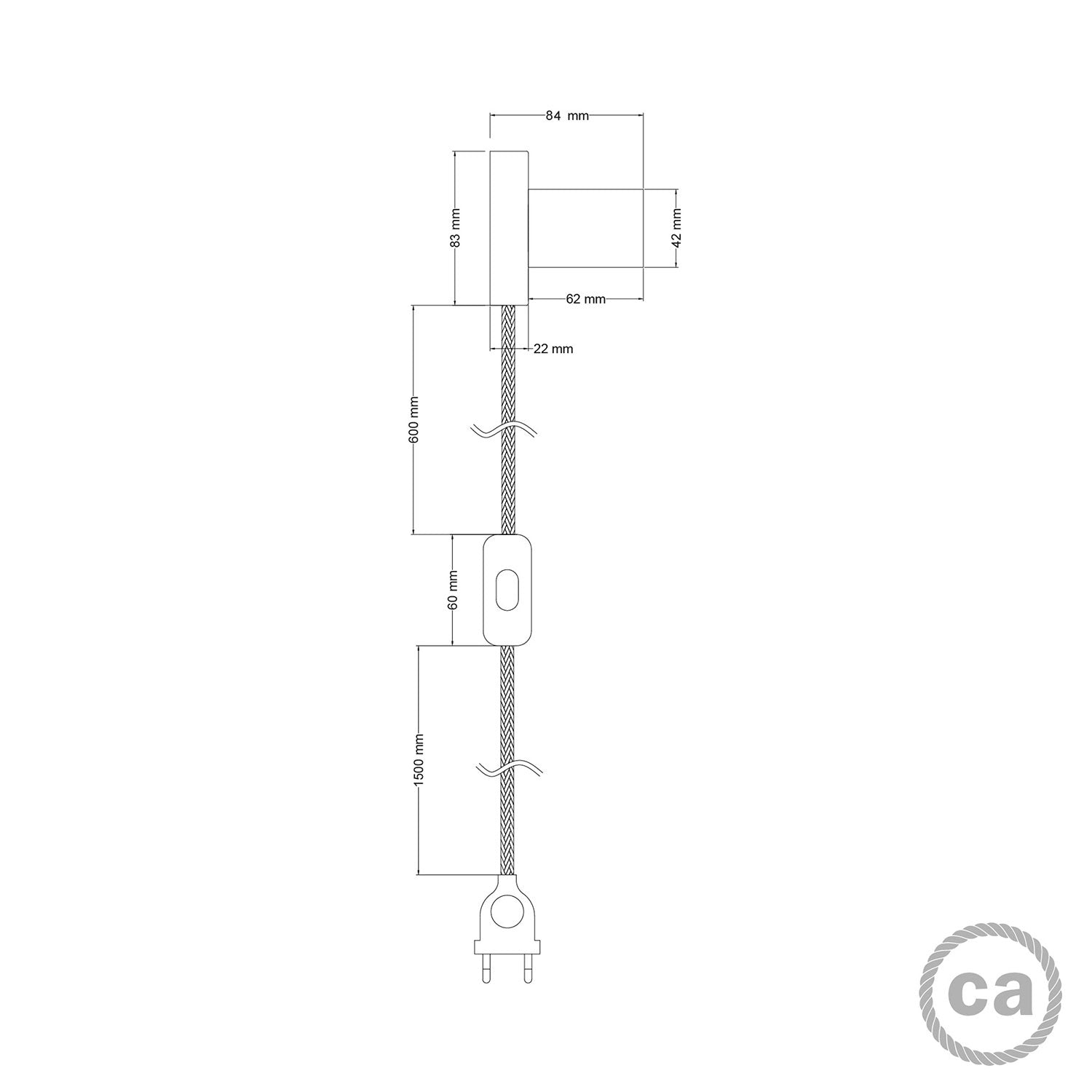 Lampada Spostaluce in metallo - Bianco