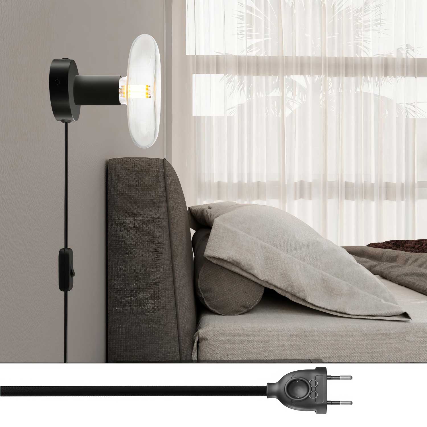 Lampada Spostaluce in metallo - Nero