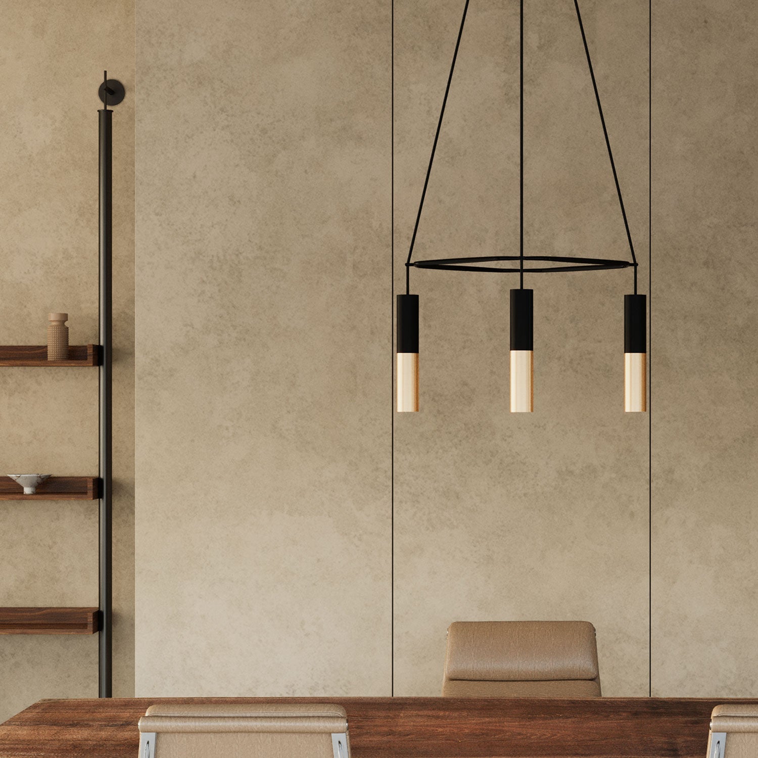 Lampadario Cage a 4 cadute Tub-E14 Doppio - Nero