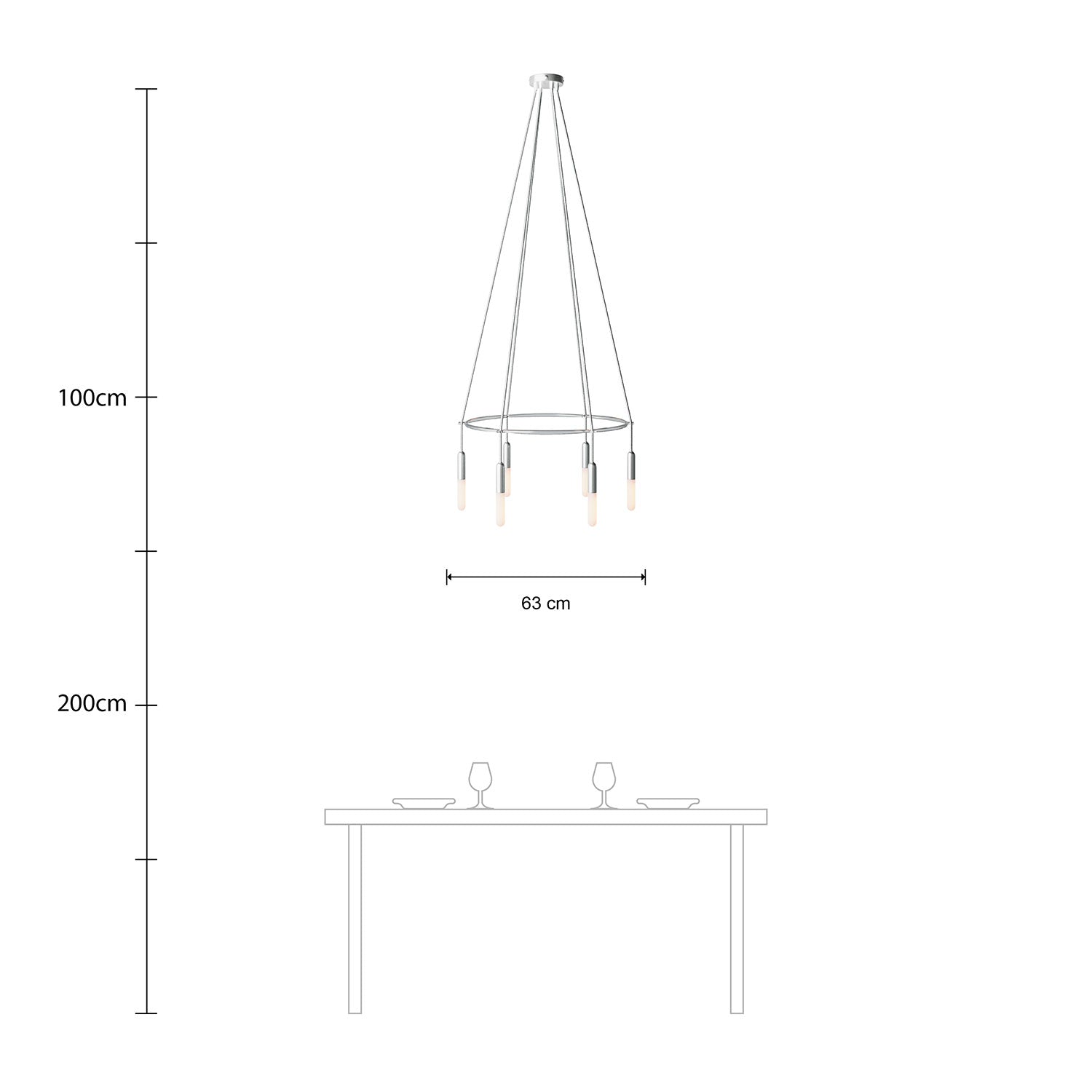 Lampadario Cage a 6 cadute P-Light - Titanio satinato