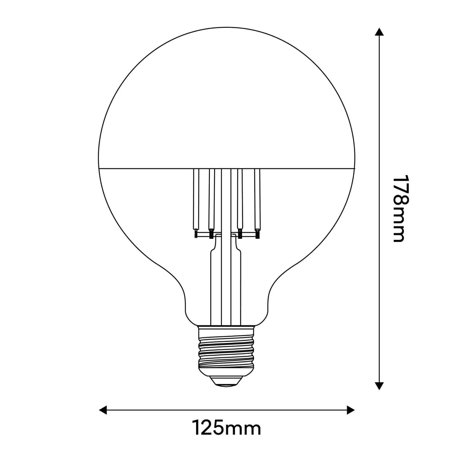 Lampadina LED Mezza Sfera Rame Globo G125 7W 650Lm E27 2700K Dimmerabile - A25