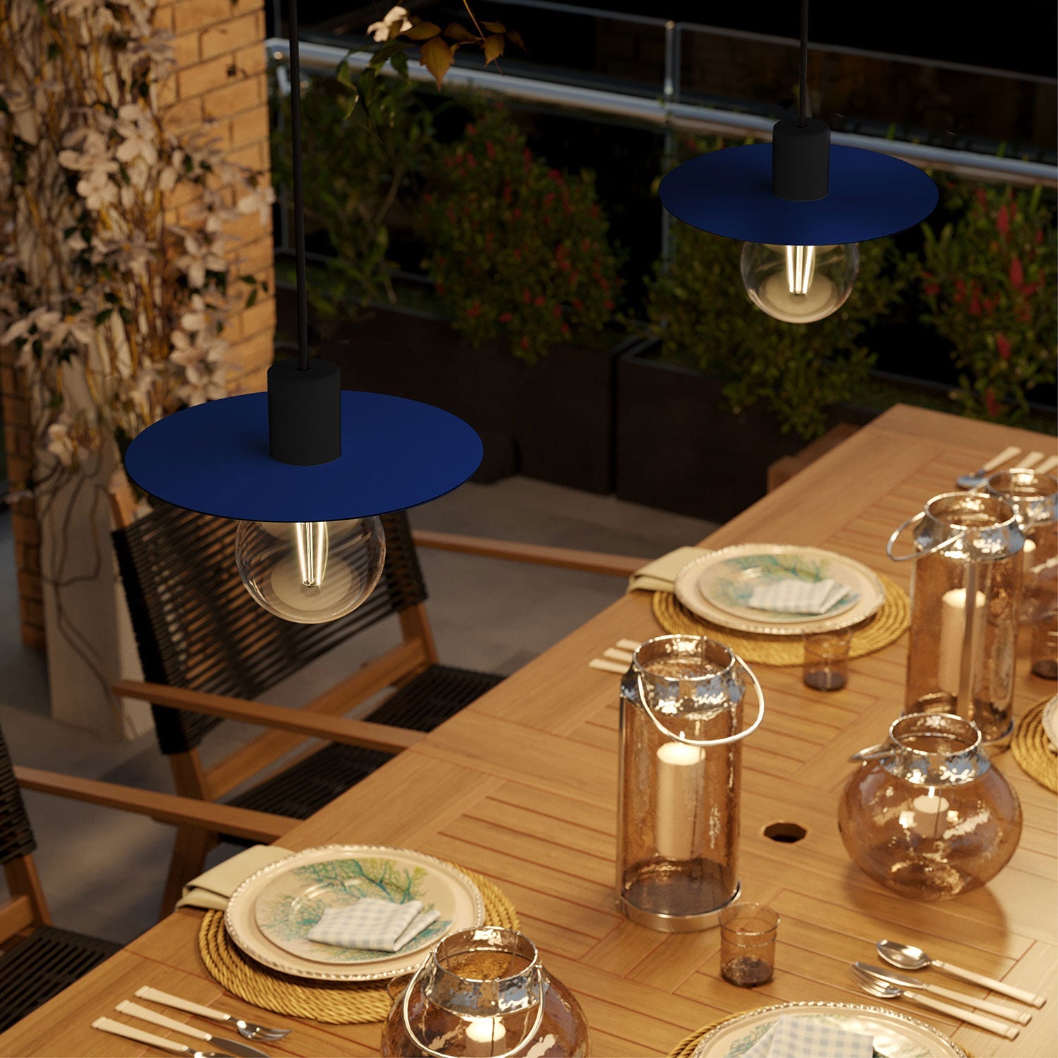 Mini piatto Ellepì 'Solid Color' Blu per lampade, diametro 24 cm - Made in Italy