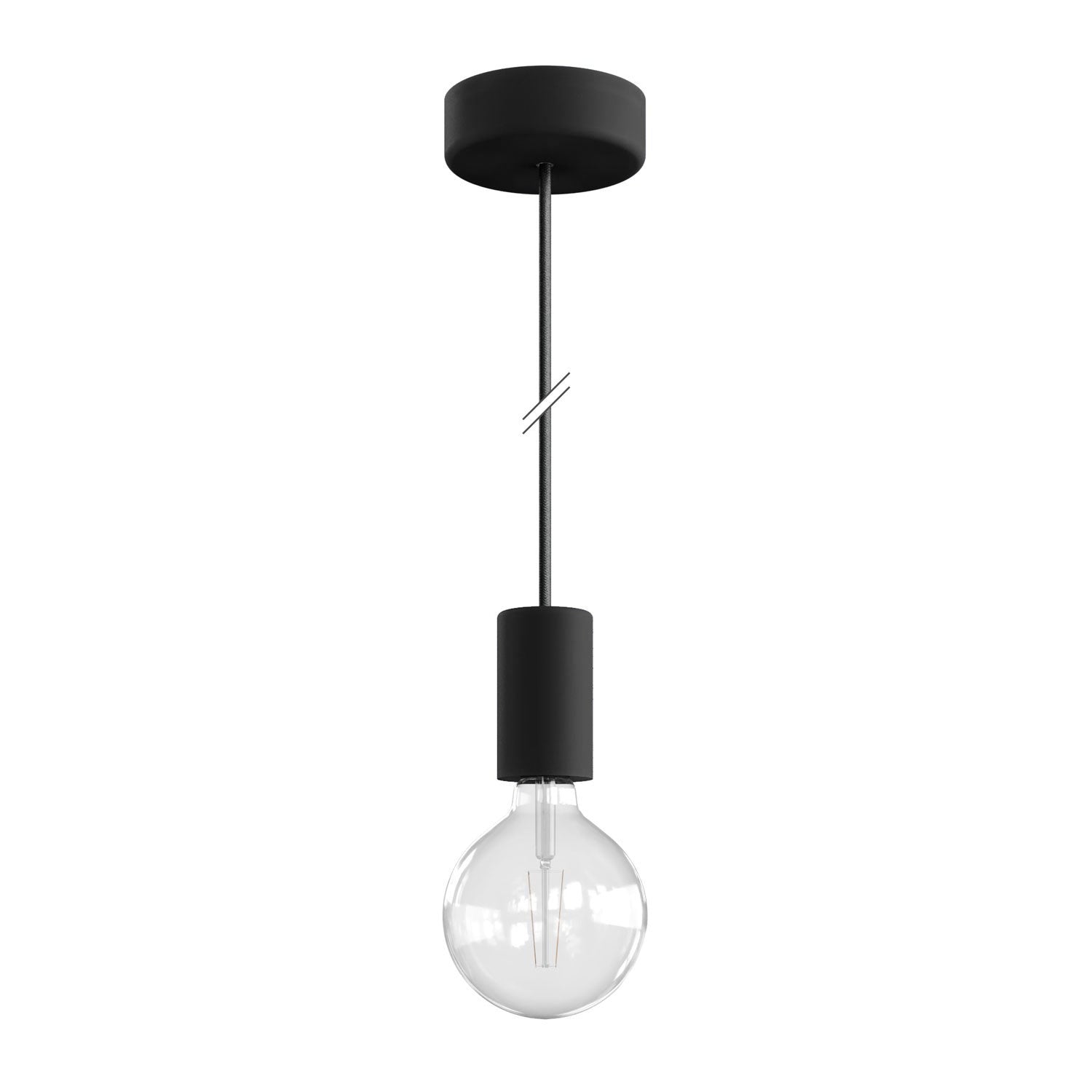 Modulair ELEGANT Lampada da esterno con 1,5 m cavo tessile, rosone e portalampada in silicone IP65 waterproof - Nero