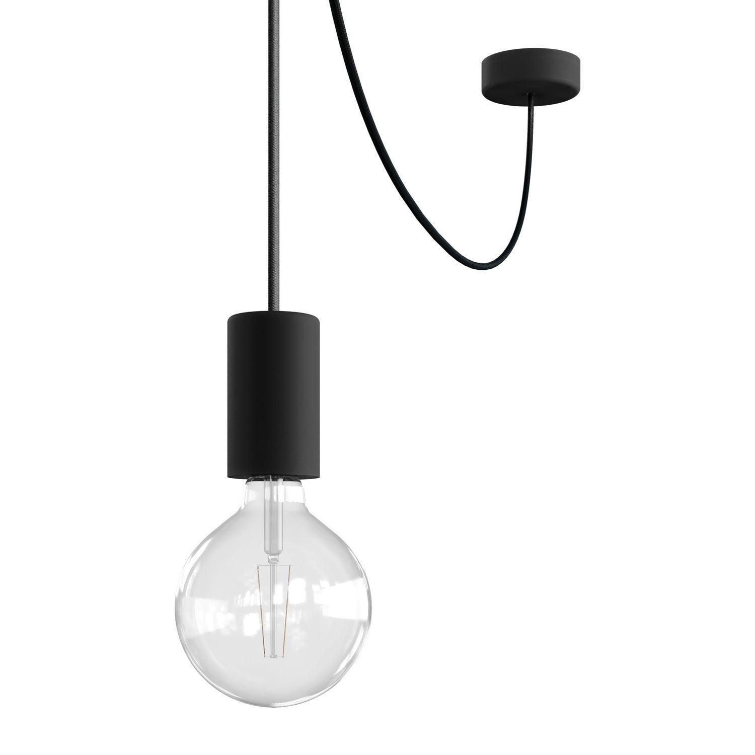 Modulair ELEGANT Lampada da esterno con 5 m cavo tessile, decentatore, rosone e portalampada IP65 waterproof - Nero