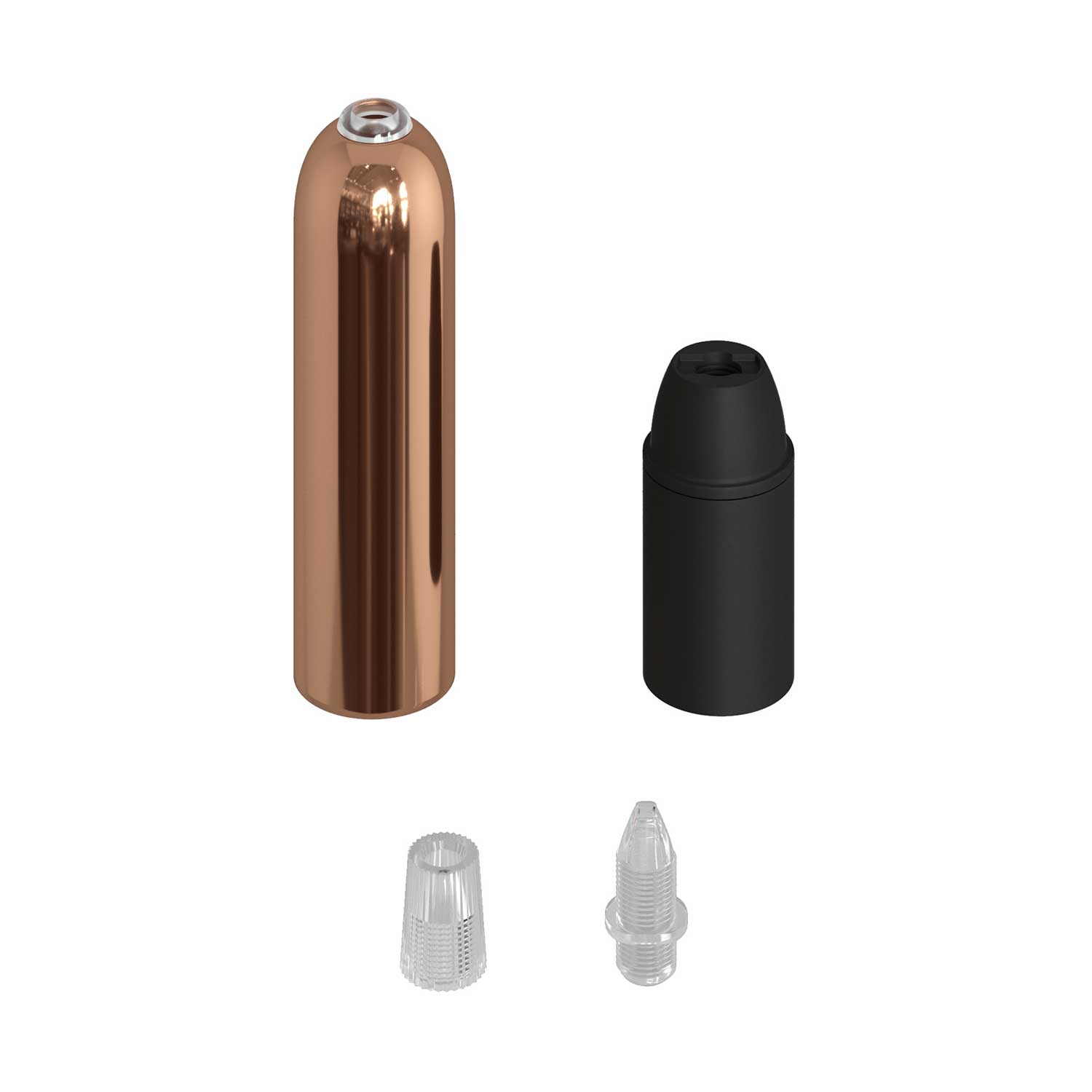 P-Light, kit portalampada E14 in metallo con serracavo a scomparsa - Rame