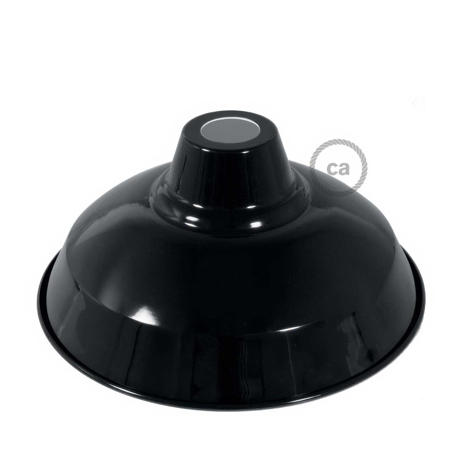 Paralume Bistrot in metallo smaltato con attacco E27, diametro 30 cm - Nero