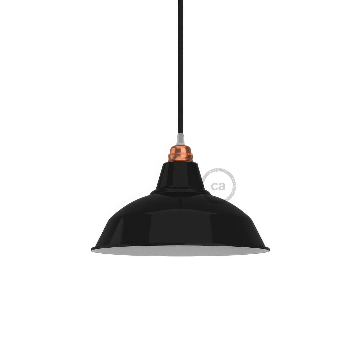 Paralume Bistrot in metallo smaltato con attacco E27, diametro 30 cm - Nero