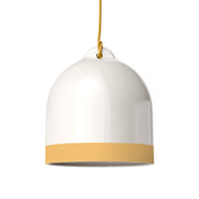 Paralume Campana M bicolore in ceramica Bianco e Giallo, collezione Materia - Made in Italy