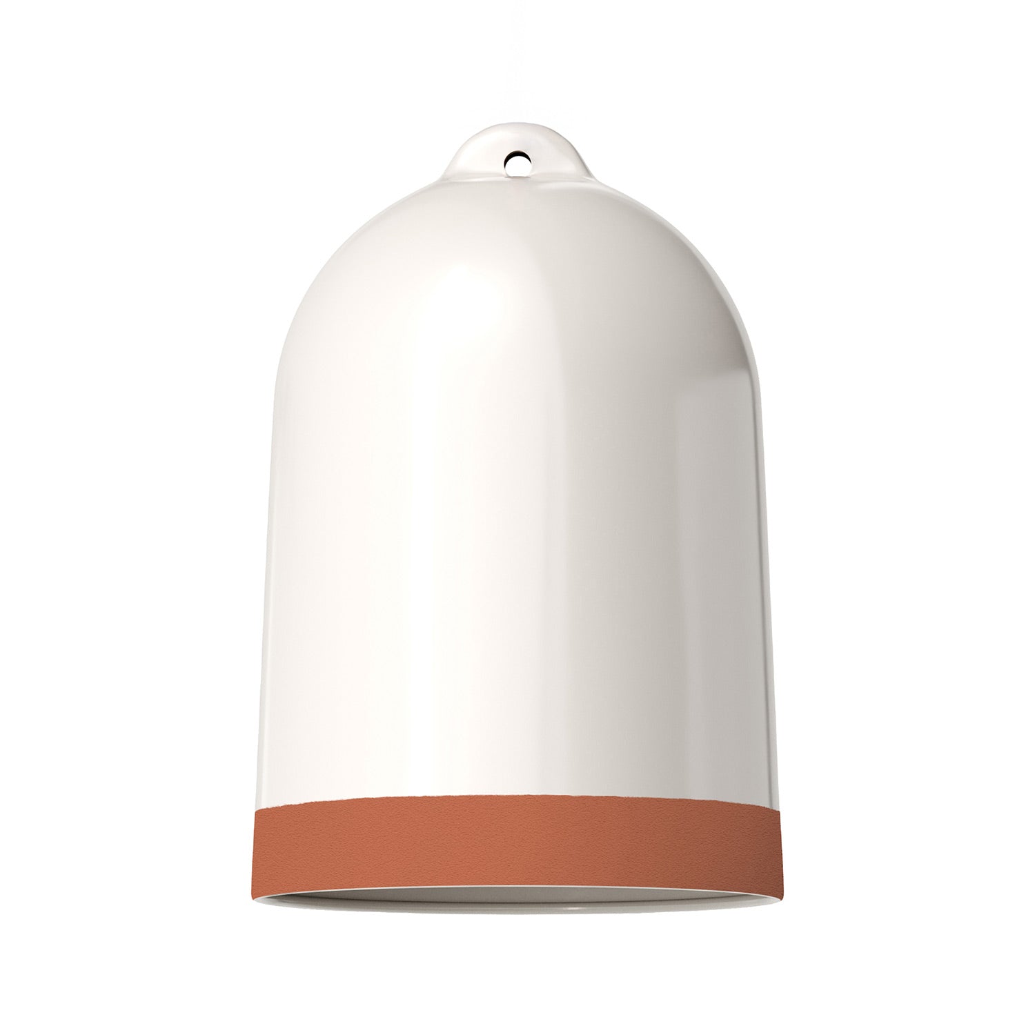 Paralume Campana XL bicolore in ceramica Bianco e Terracotta, collezione Materia - Made in Italy