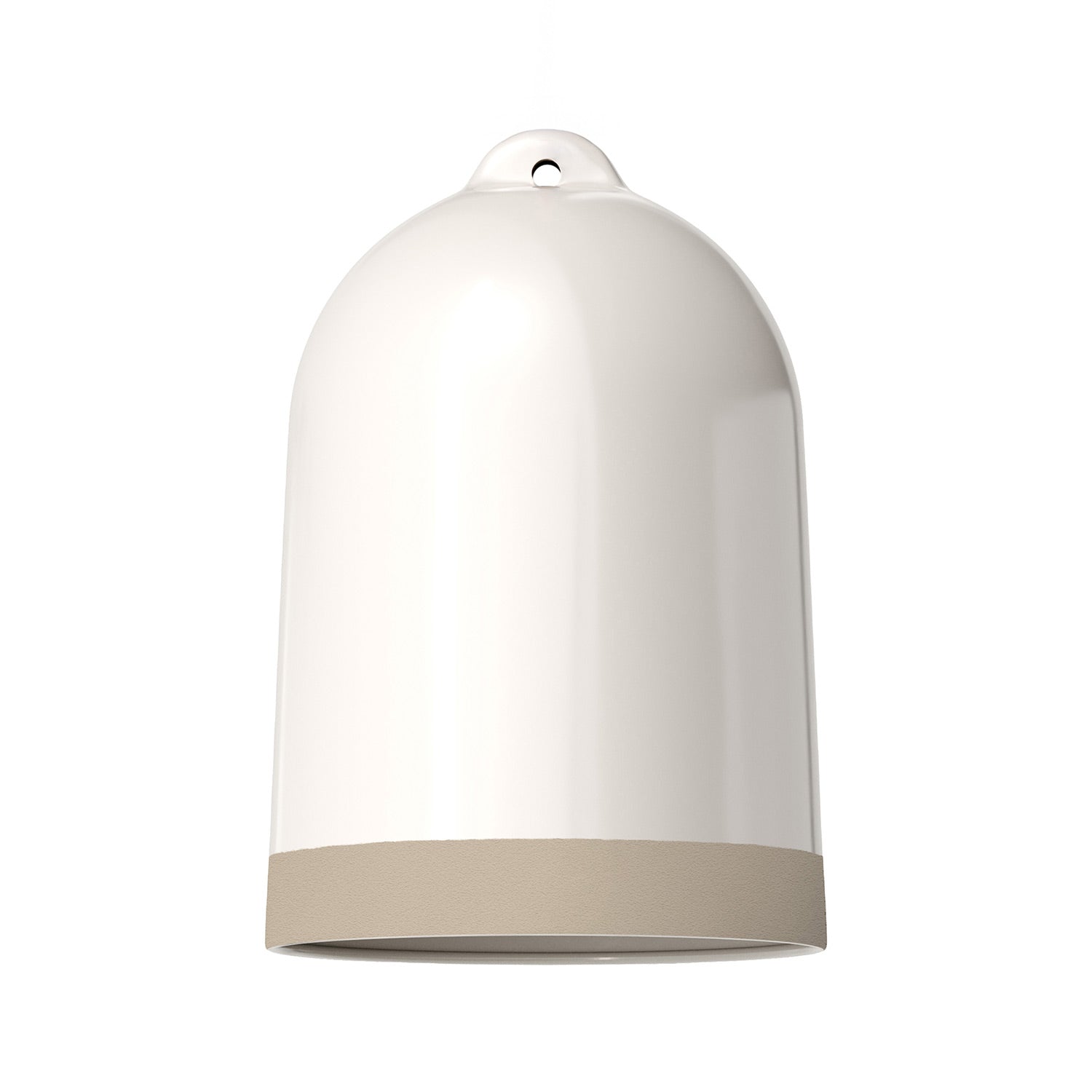 Paralume Campana XL bicolore in ceramica Bianco e Tortora, collezione Materia - Made in Italy