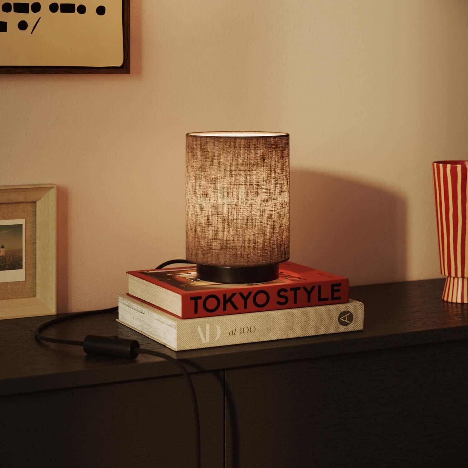 Paralume Cilindro in tessuto con attacco E27 - 100% Made in Italy - Camelot marrone