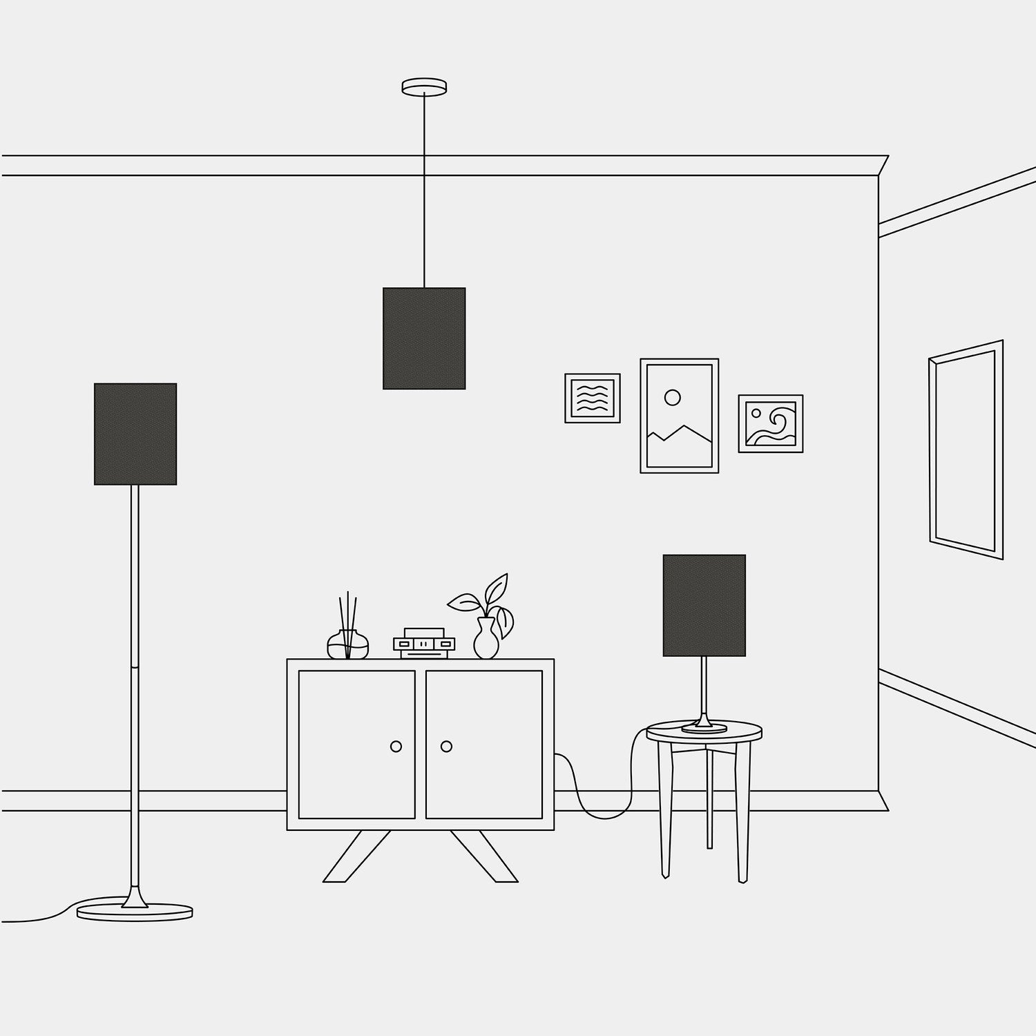 Paralume Cilindro M in tessuto con attacco E27 - Made in Italy - Lana grigio scura