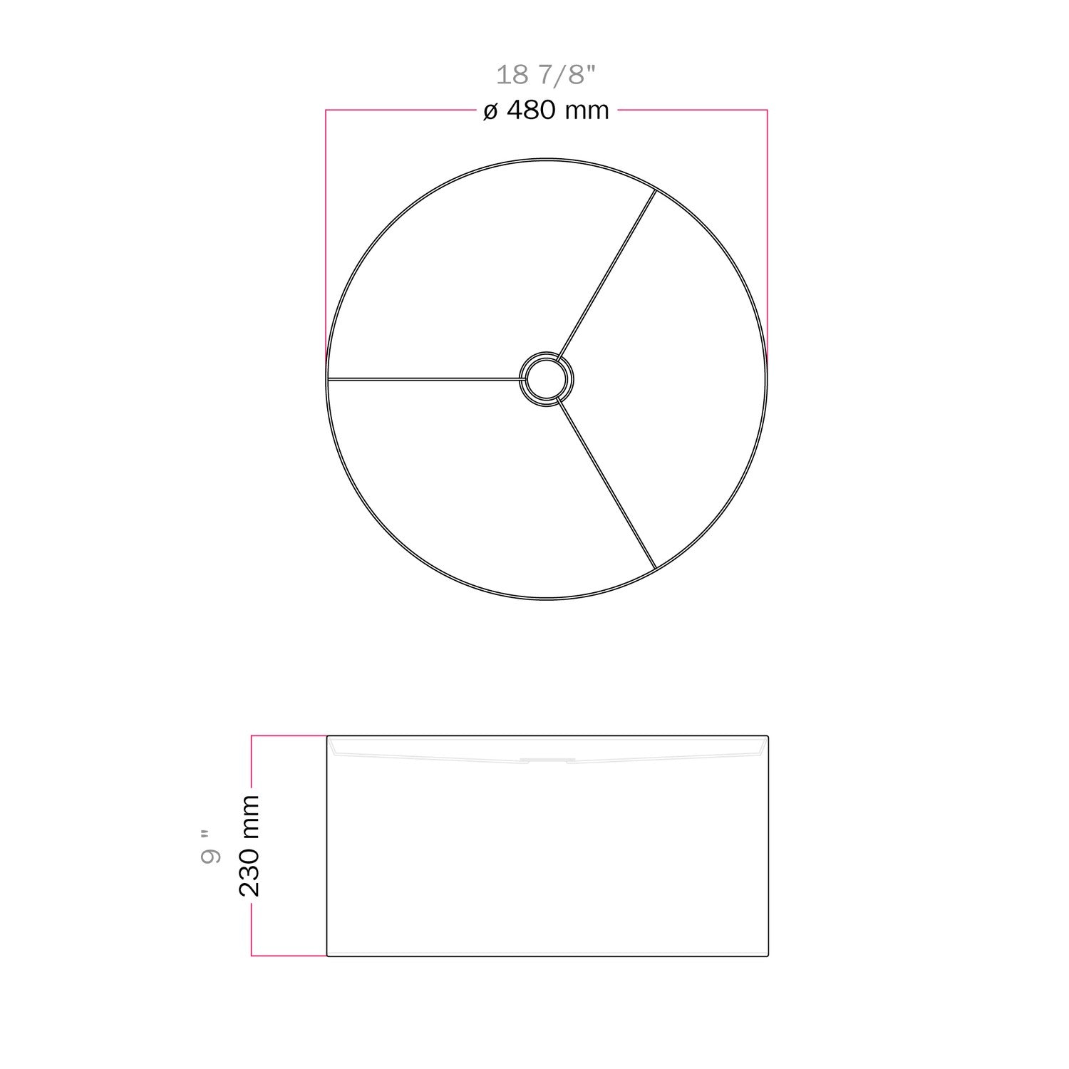 Paralume Cilindro XL in tessuto con attacco E27 - Made in Italy - Arenal Bordeaux