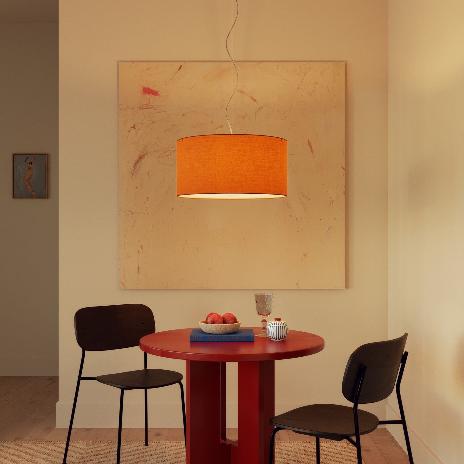 Paralume Cilindro XL in tessuto con attacco E27 - Made in Italy - Teletta Mandarino