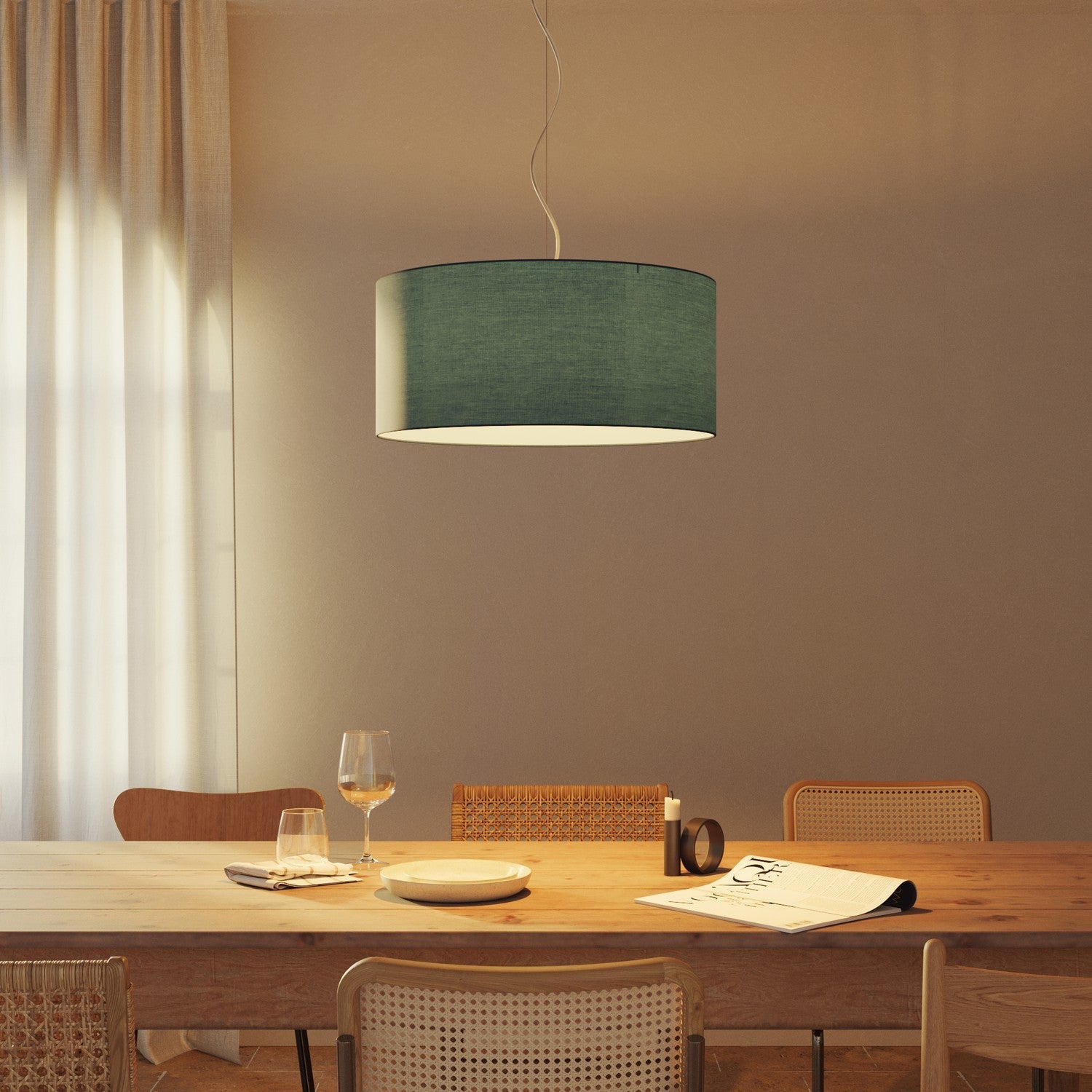 Paralume Cilindro XXL in tessuto con attacco E27 - Made in Italy - Teletta Azzurro