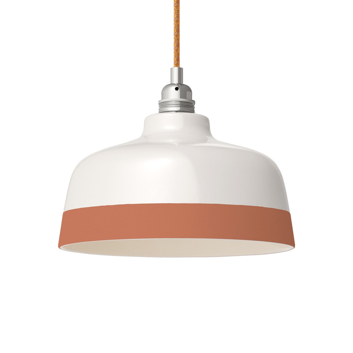 Paralume Coppa bicolore in ceramica Bianco e Terracotta, collezione Materia - Made in Italy