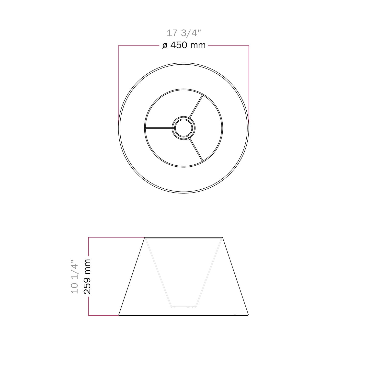 Paralume Impero L per lampada da tavolo o applique con attacco E27 - Made in Italy - Lana Grigio Scuro
