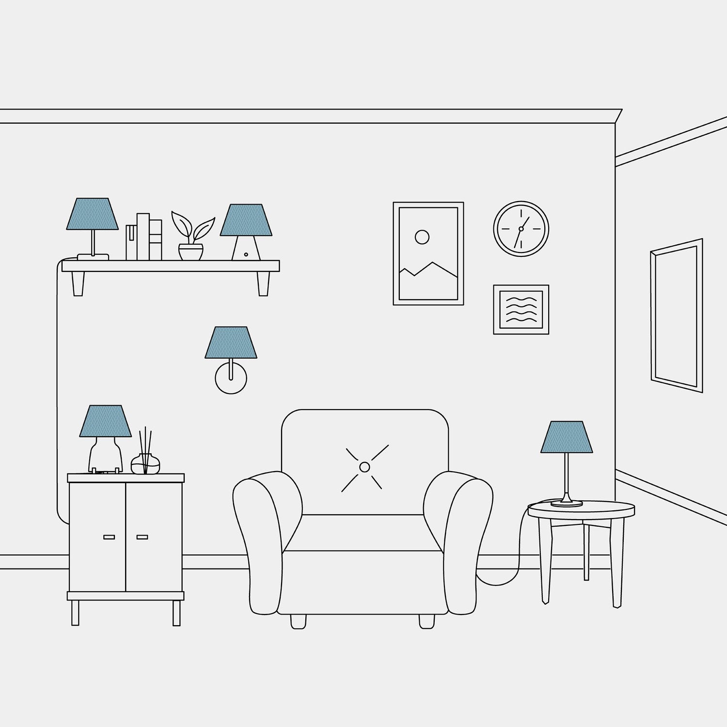 Paralume Impero S con attacco E27 per lampada da tavolo o applique - Made in Italy - Teletta Azzurro Severo