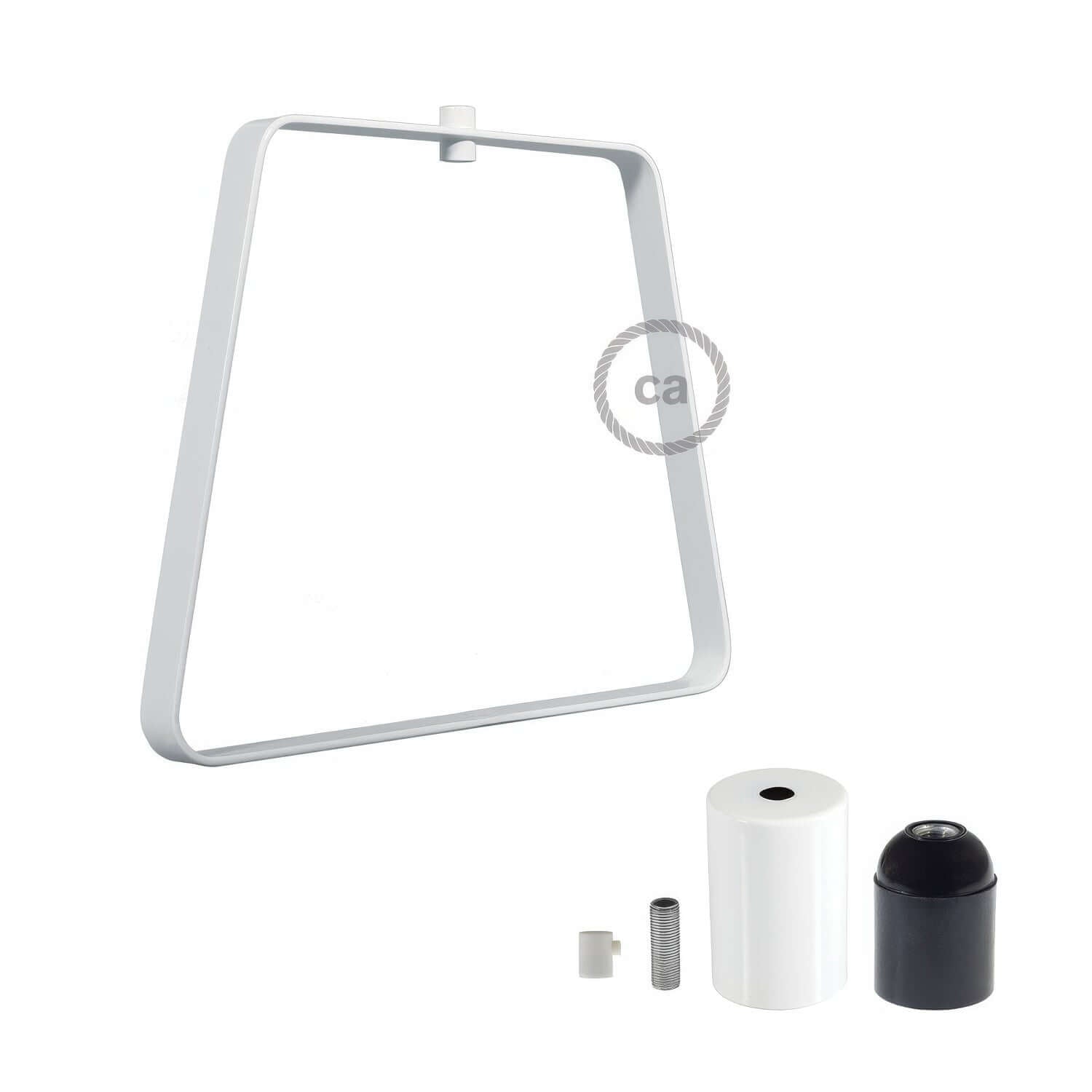 Paralume in metallo Duedì Base con copriportalampada in metallo e portalampada E27 - Bianco