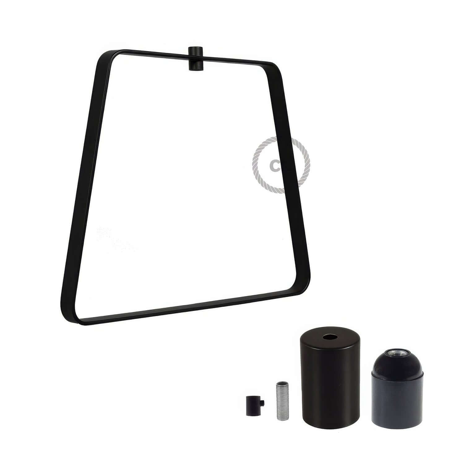 Paralume in metallo Duedì Base con copriportalampada in metallo e portalampada E27 - Nero