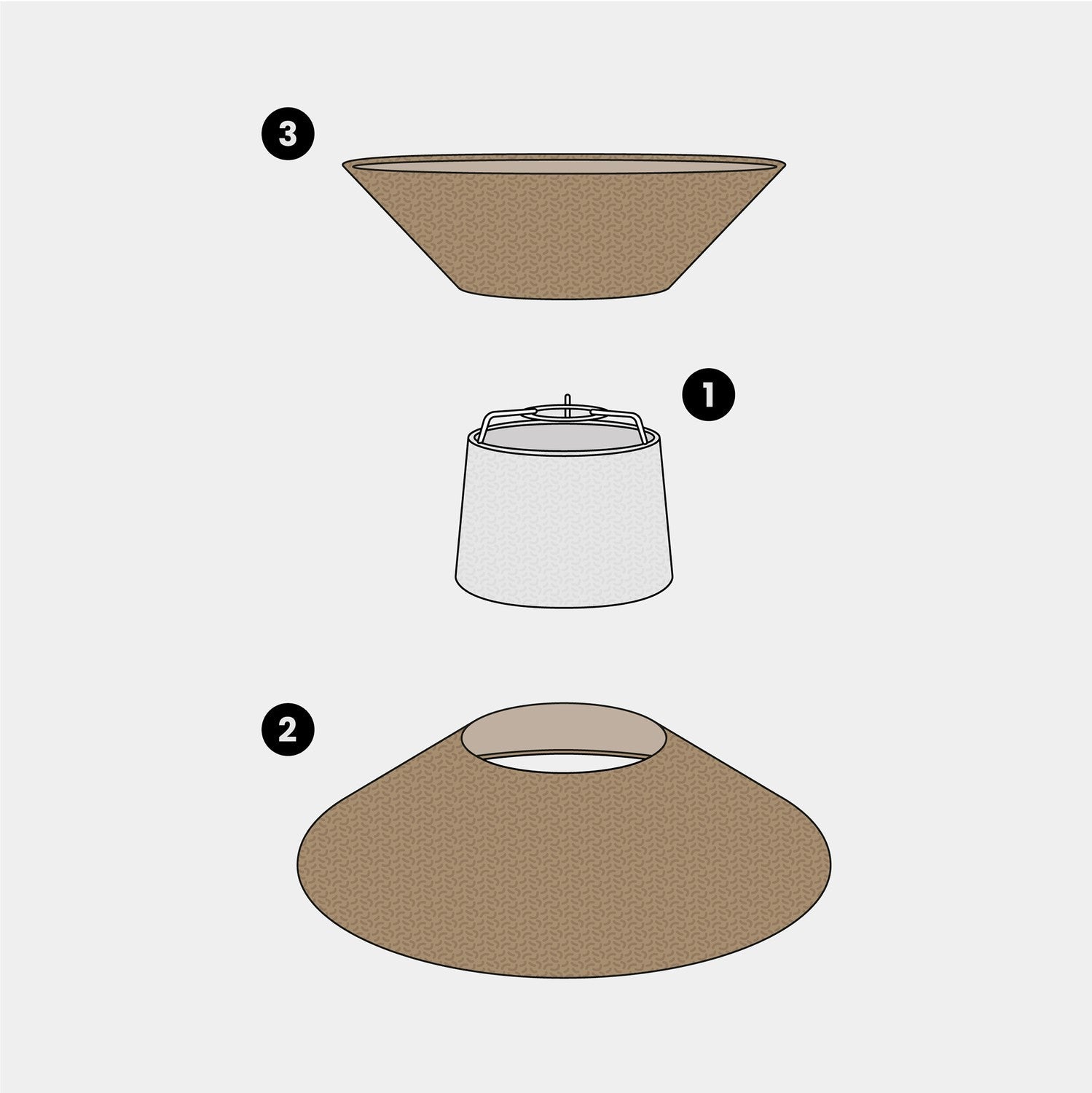 Paralume in tessuto Clessidra per lampada a sospensione - Lana Marrone Lana sabbia