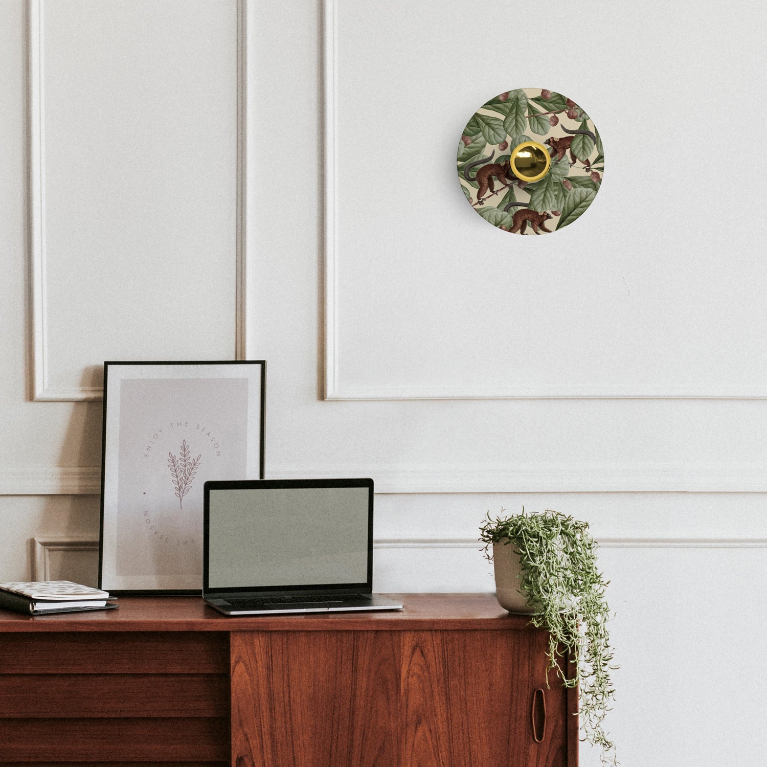 Paralume mini piatto Ellepì con animali della giungla 'Wildlife Whispers' Animali Lemuri, diametro 24 cm - Made in Italy