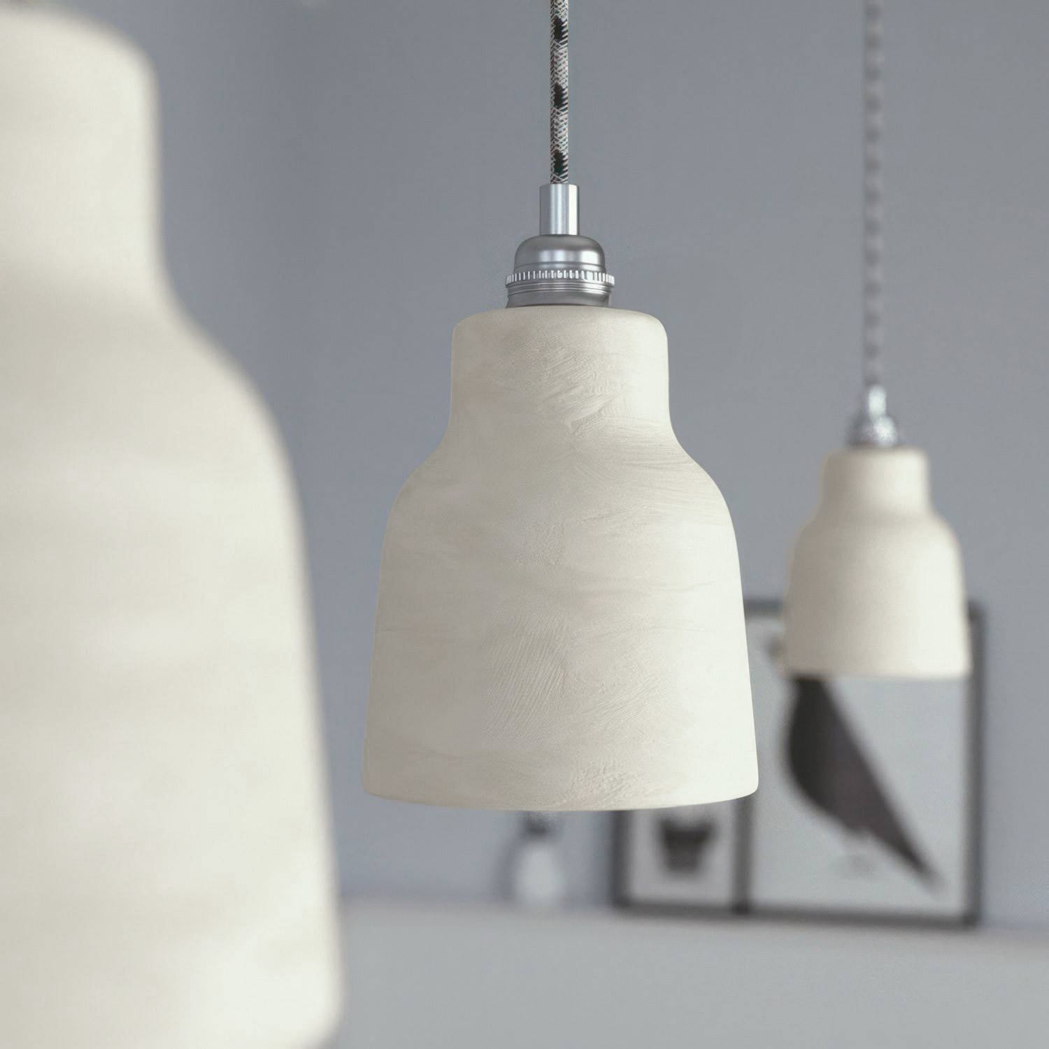 Paralume Vaso in ceramica, collezione Materia - Made in Italy - Tortora striato