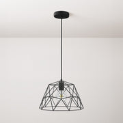 Pendant lamp with textile cable, Dome lampshade and metal details - Black