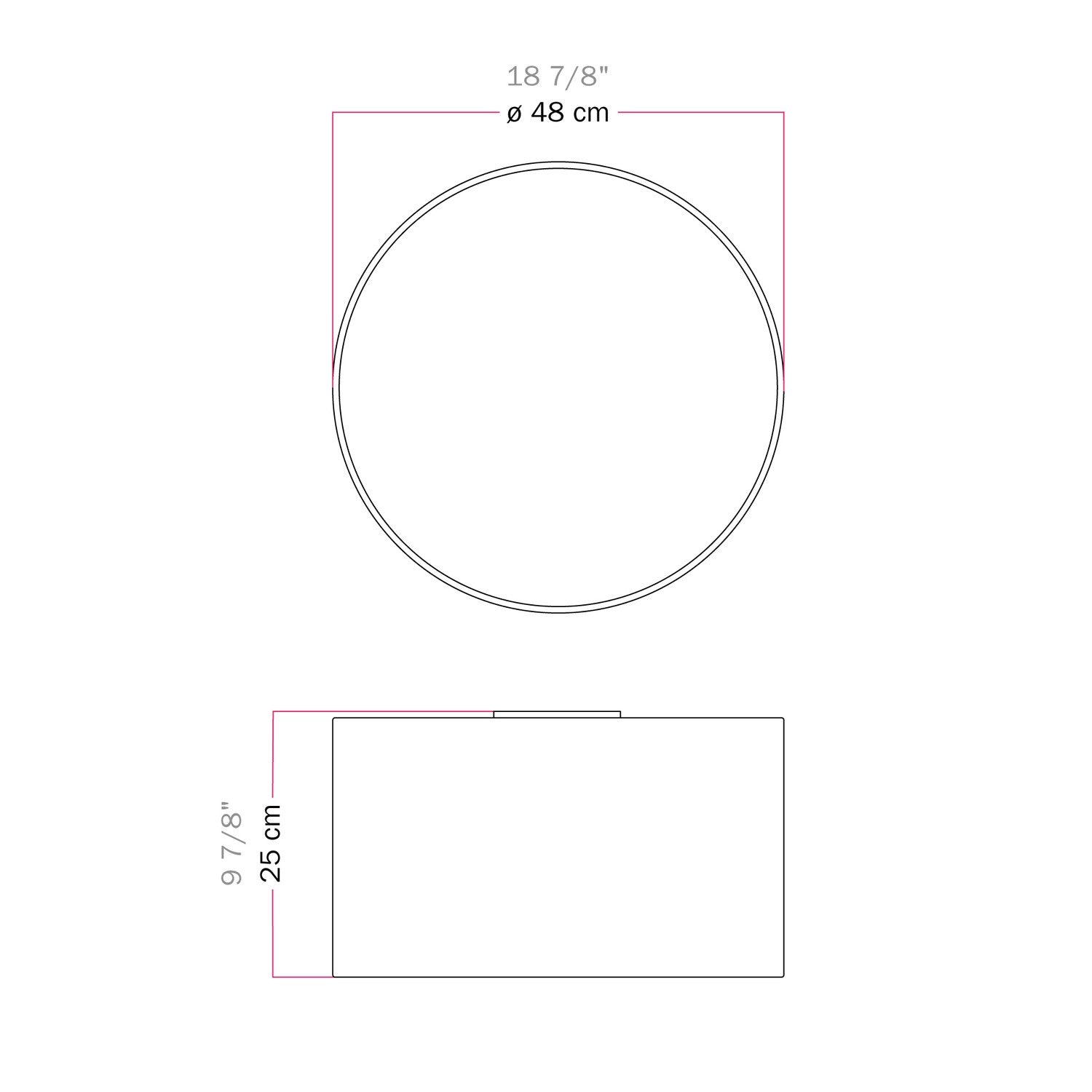 Plafoniera in tessuto Medium Teletta antracite - Made in Italy