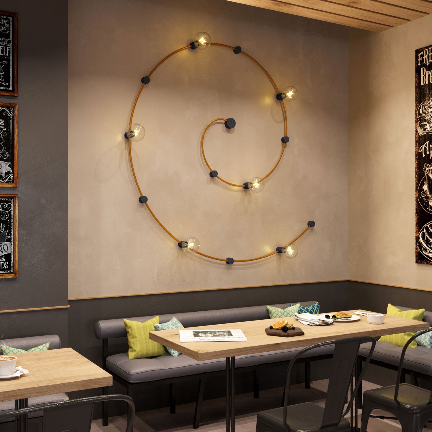 Portalampada in legno per cavo per catenaria e sistema Filé. Made in Italy - Nero