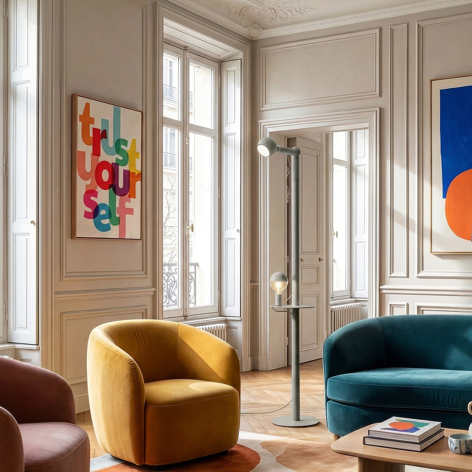 Rocco XXL - Lampada da terra con spina UK e lampadina Maria e Camo - Grigio