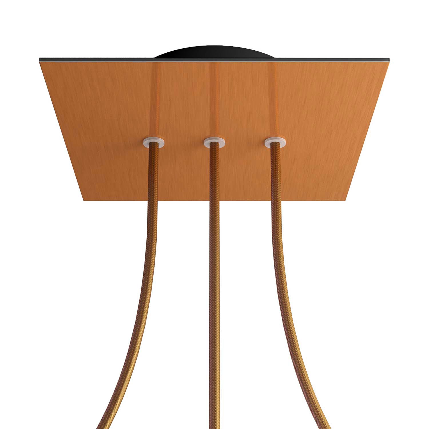 Rosone Rose-One quadrato, 200 mm con 3 fori in linea e 4 fori laterali - Dibond Rame satinato Nero