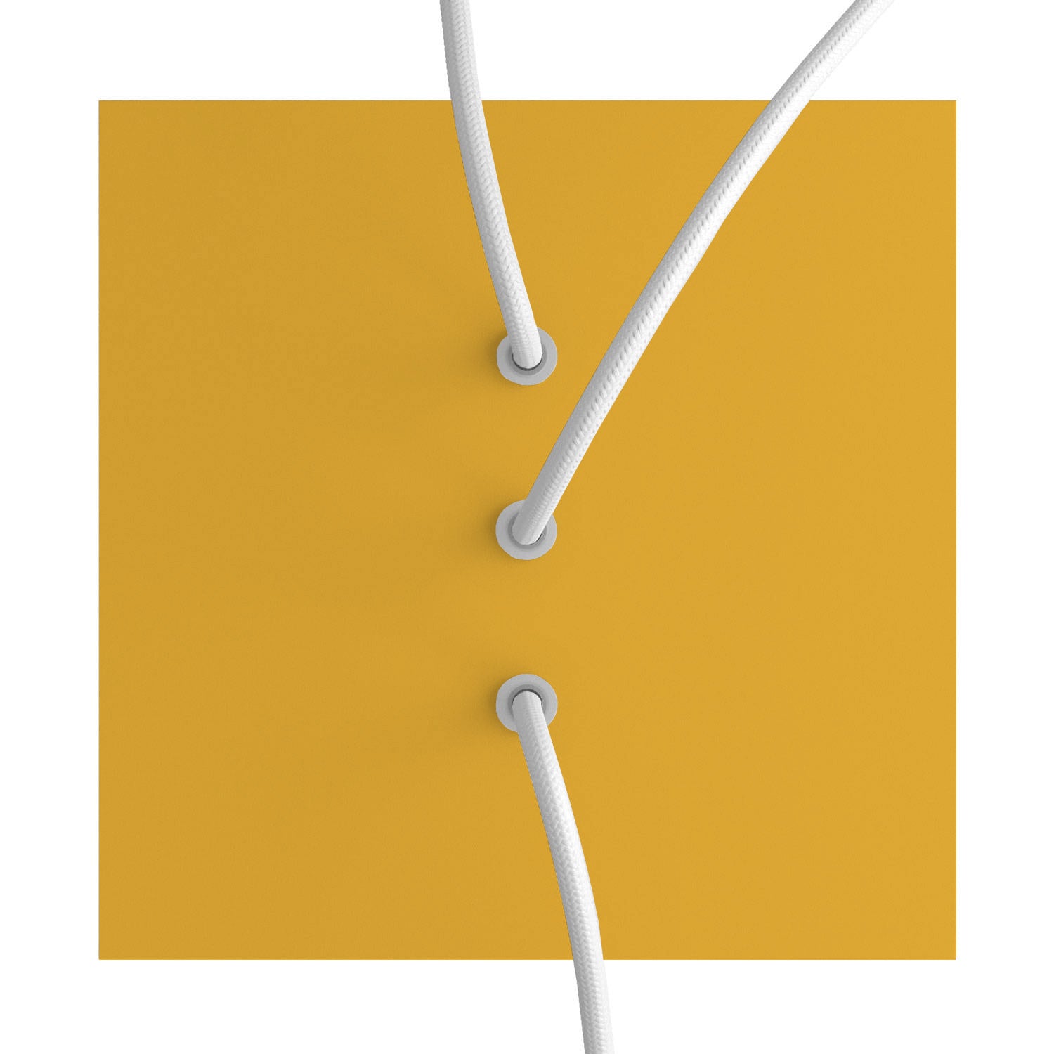 Rosone Rose-One quadrato, 200 mm con 3 fori in linea e 4 fori laterali - Mostarda Bianco